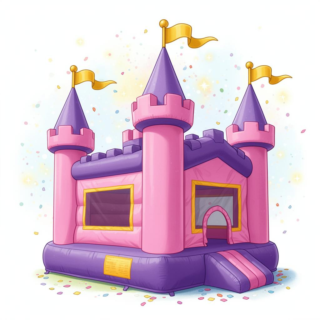 Pink and purple princess bounce castle